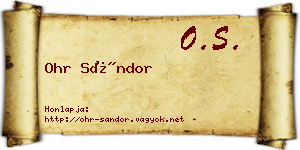 Ohr Sándor névjegykártya